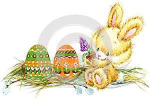 Easter bunny and Easter egg JPEG, PNG. Series for congratulations. watercolor