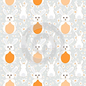 Easter bunny with Easter egg seamless pattern - vector