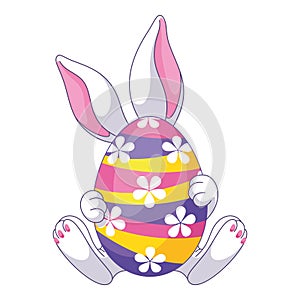 Easter Bunny Egg Cartoon Illustration
