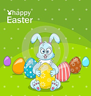 Easter Bunny Egg Hunt, Cartoon Comic Rabbit, Celebration Banner
