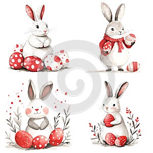 Easter bunny and Easter egg set of four