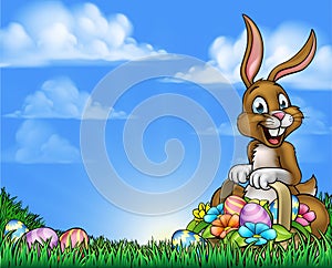 Easter Bunny and Eggs Background