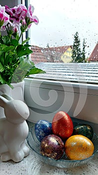 Easter bunny and eggs