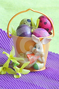 Easter bunny , eggs and flower - Stock photos