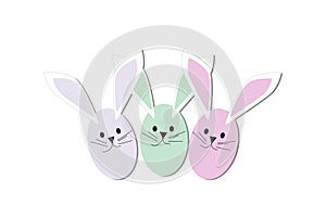 Easter bunny eggs pastel colors on the white background , vector illustration.