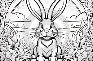 easter bunny, festive banner, simple style sketch