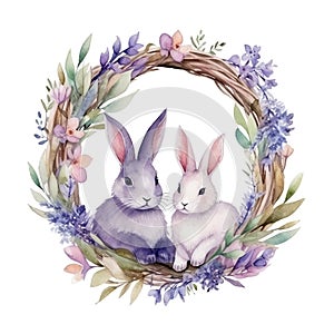 Easter bunny with floral wreath