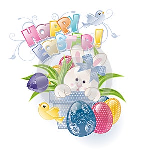 Easter bunny in flowerpot