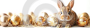 Easter Bunny with Golden Eggs - Festive Greeting Card Design Idea