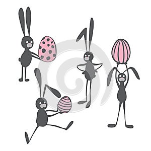 Easter bunny gray pink set funny