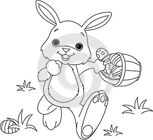 Easter Bunny Hiding Eggs coloring page