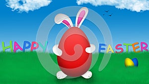 Easter Bunny holding easter egg