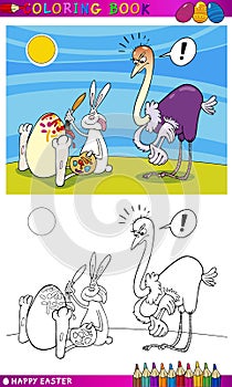 Easter bunny humor cartoon for coloring