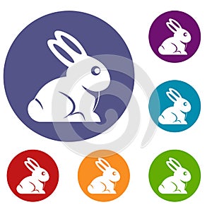 Easter bunny icons set