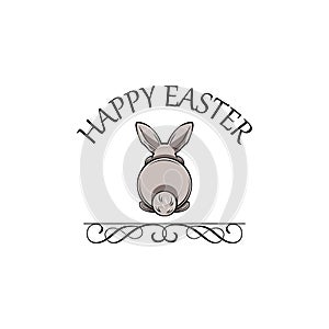 Easter bunny isolated on white background. Rabbit animal vector for greeting card.