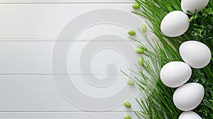 Easter Bunny with many colorful easter eggs