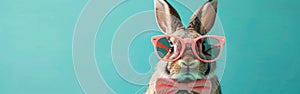 Easter Bunny in Pink Sunglasses and Bow Tie for Fun Greeting Card