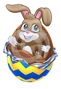 Easter Bunny Rabbit Breaking Out of Chocolate Egg