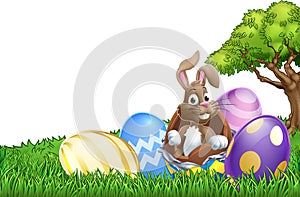 Easter Bunny Rabbit Breaking Out of Egg Cartoon