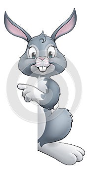 Easter Bunny Rabbit Cartoon Character Peeking Sign