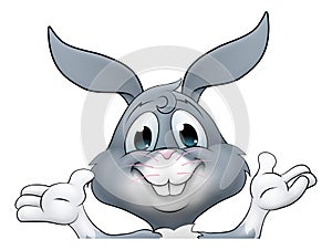 Easter Bunny Rabbit Cartoon Character Peeking Sign