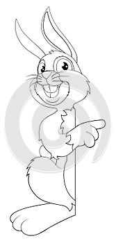 Easter Bunny Rabbit Cartoon Character Peeking Sign