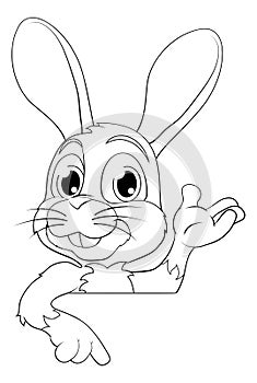 Easter Bunny Rabbit Cartoon Character Peeking Sign