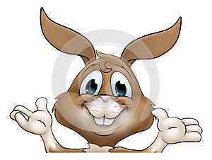 Easter Bunny Rabbit Cartoon Character Peeking Sign