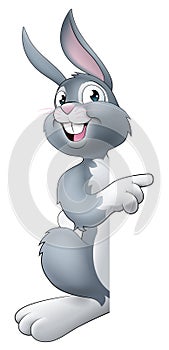 Easter Bunny Rabbit Cartoon Character Peeking Sign