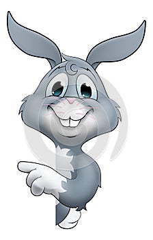 Easter Bunny Rabbit Cartoon Character Peeking Sign