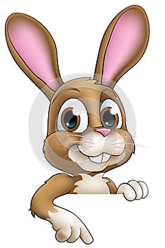 Easter Bunny Rabbit Cartoon Character Peeking Sign