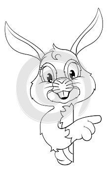 Easter Bunny Rabbit Cartoon Character Peeking Sign