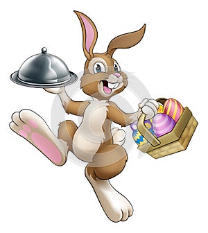 Easter Bunny Rabbit Cartoon Food Tray Cloche Chef photo