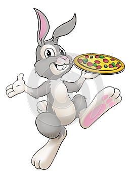 Easter Bunny Rabbit Cartoon Pizza Restaurant Chef