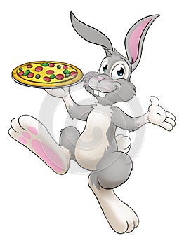 Easter Bunny Rabbit Cartoon Pizza Restaurant Chef photo