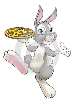 Easter Bunny Rabbit Cartoon Pizza Restaurant Chef photo