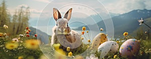 Easter Bunny Rabbit Chocolate Eggs Hunt Concept
