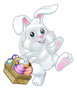 Easter Bunny Rabbit Eggs Basket Cartoon