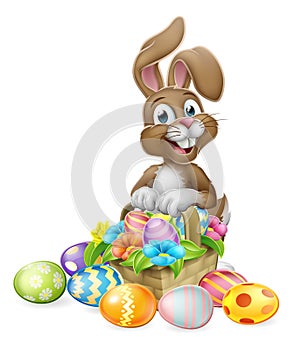 Easter Bunny Rabbit Eggs Hunt Basket Cartoon