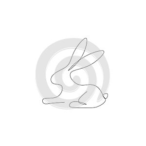 Easter bunny rabbit one line drawing on white background vector illustration