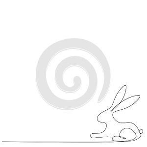 Easter bunny rabbit one line drawing on white background vector illustration