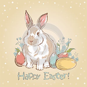 Easter bunny retro card
