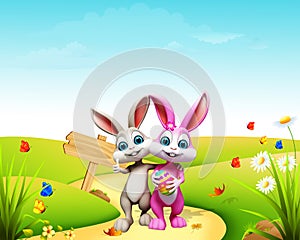 Easter bunny with sign