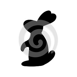 Easter bunny silhouette. Cute cartoon rabbits for greeting card or stickers. Vector funny logo design.