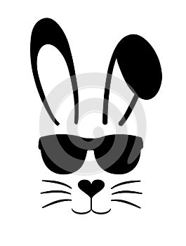 Easter bunny with sunglasses isolated on white background. photo
