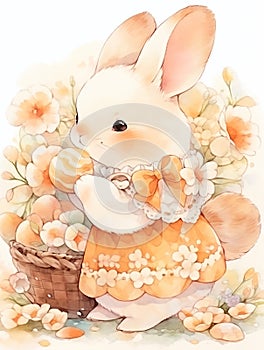 Easter Bunny in watercolor style