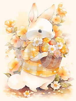 Easter Bunny in watercolor style