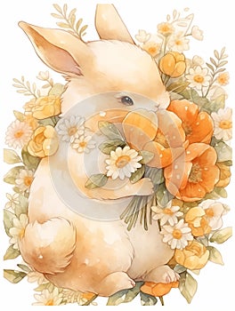 Easter Bunny in watercolor style