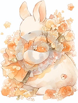 Easter Bunny in watercolor style