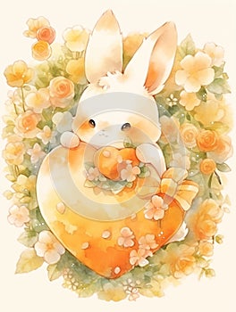 Easter Bunny in watercolor style